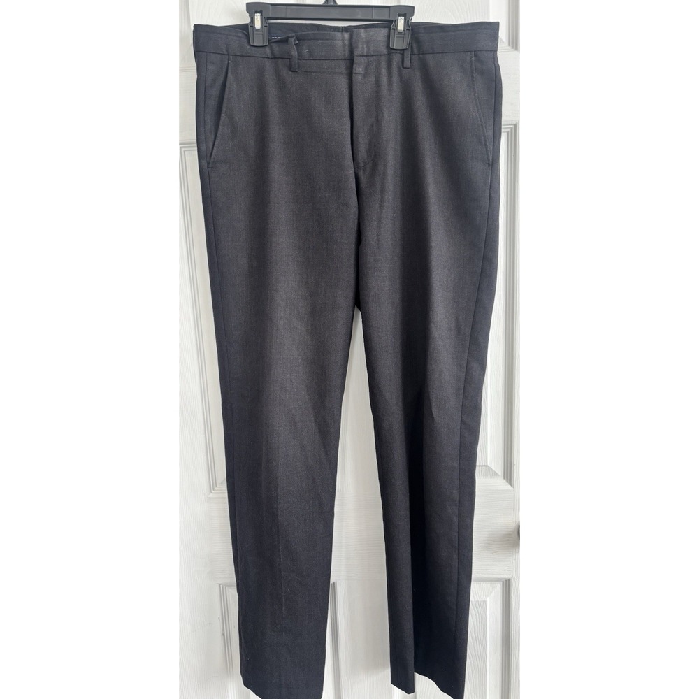 J Crew Dress Pants Mens‎ 36x33 Black Wool Flat Front Office Wear